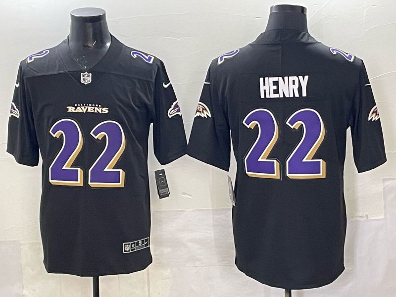 Men 2025 Nike Baltimore Ravens 22 Henry Black Limited NFL Jersey style 011